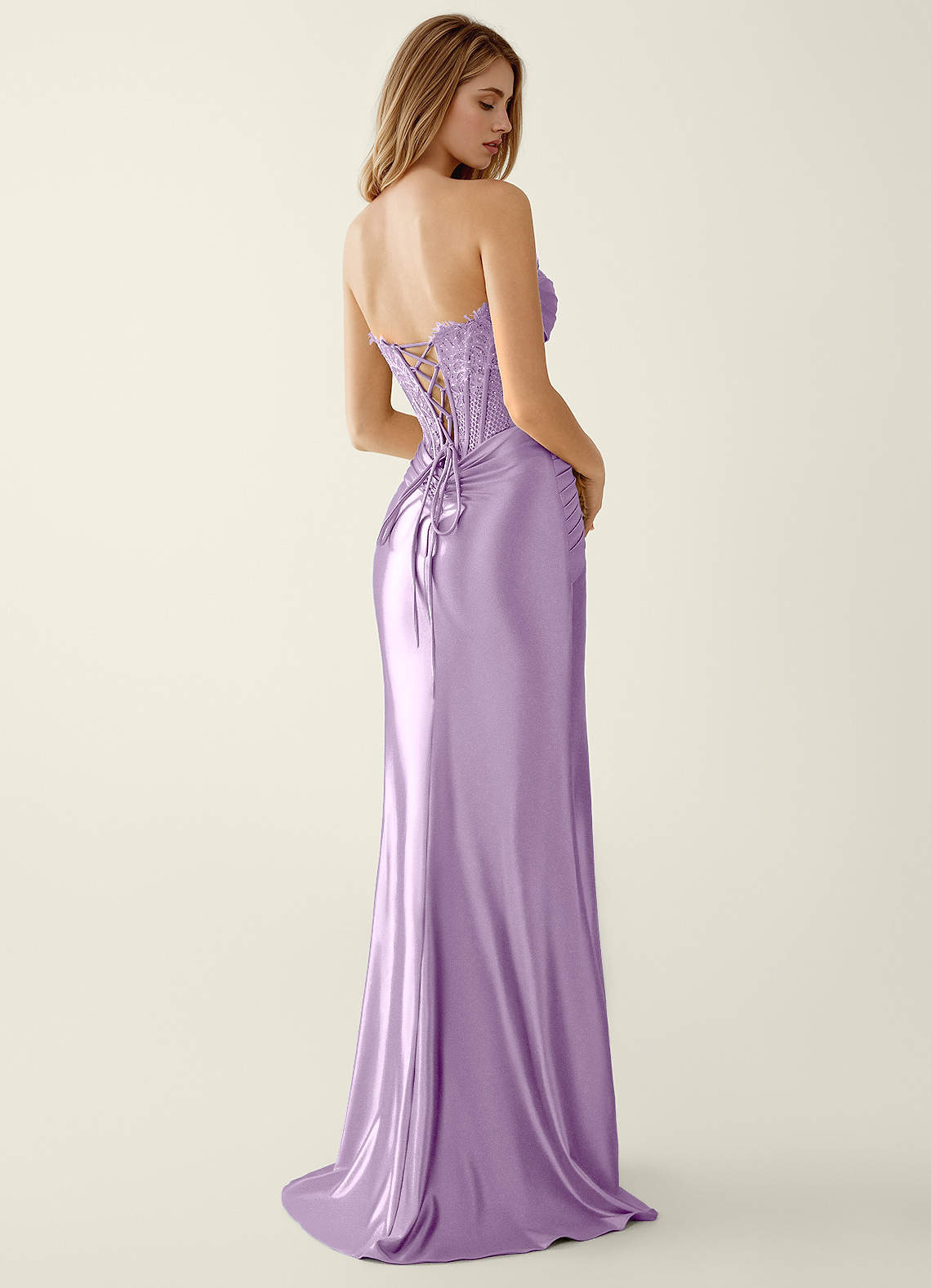 Sasha Mermaid Strapless Stretch Satin Evening Dress in Wisteria