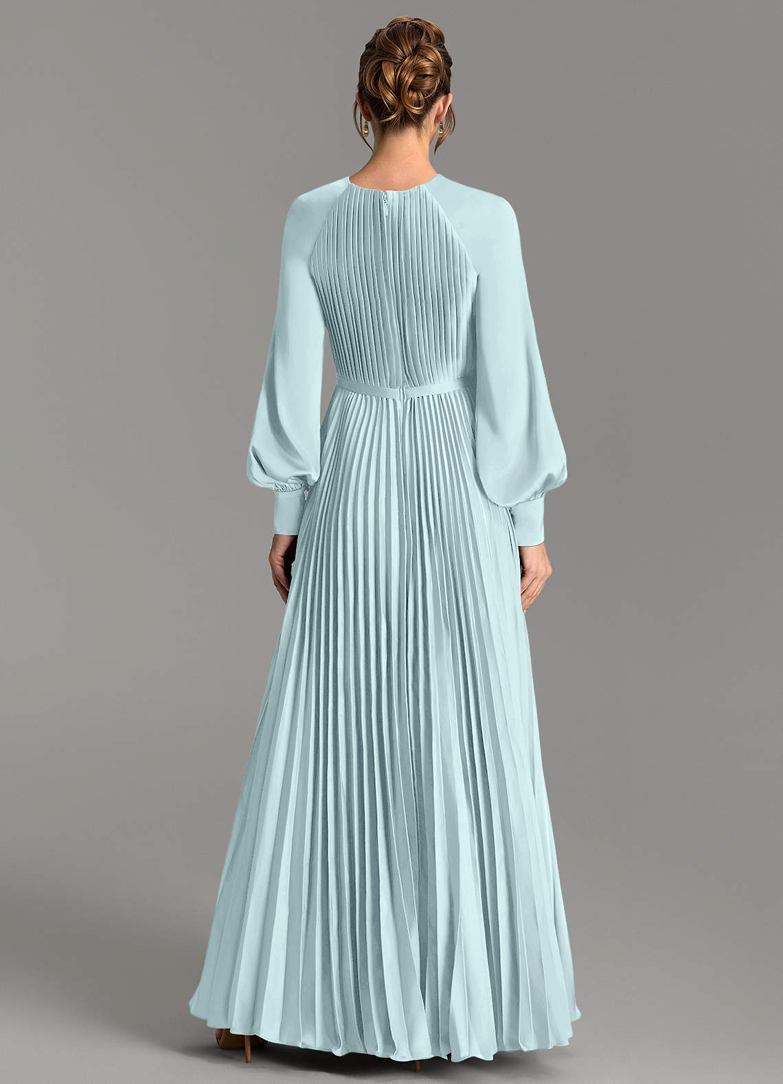 Grayson A-Line Scoop-Neck Stretch Satin Bridesmaid Dress in Sea Glass