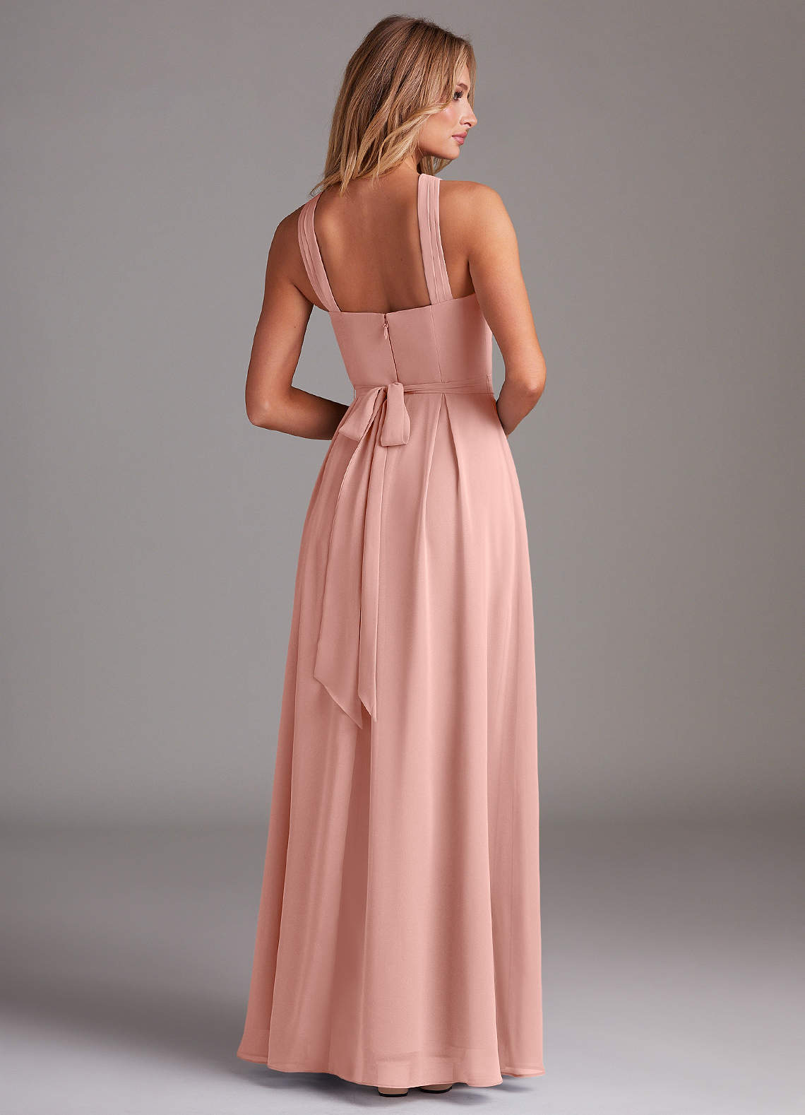 Dixie A-Line Halter Chiffon Bridesmaid Dress in Rosette