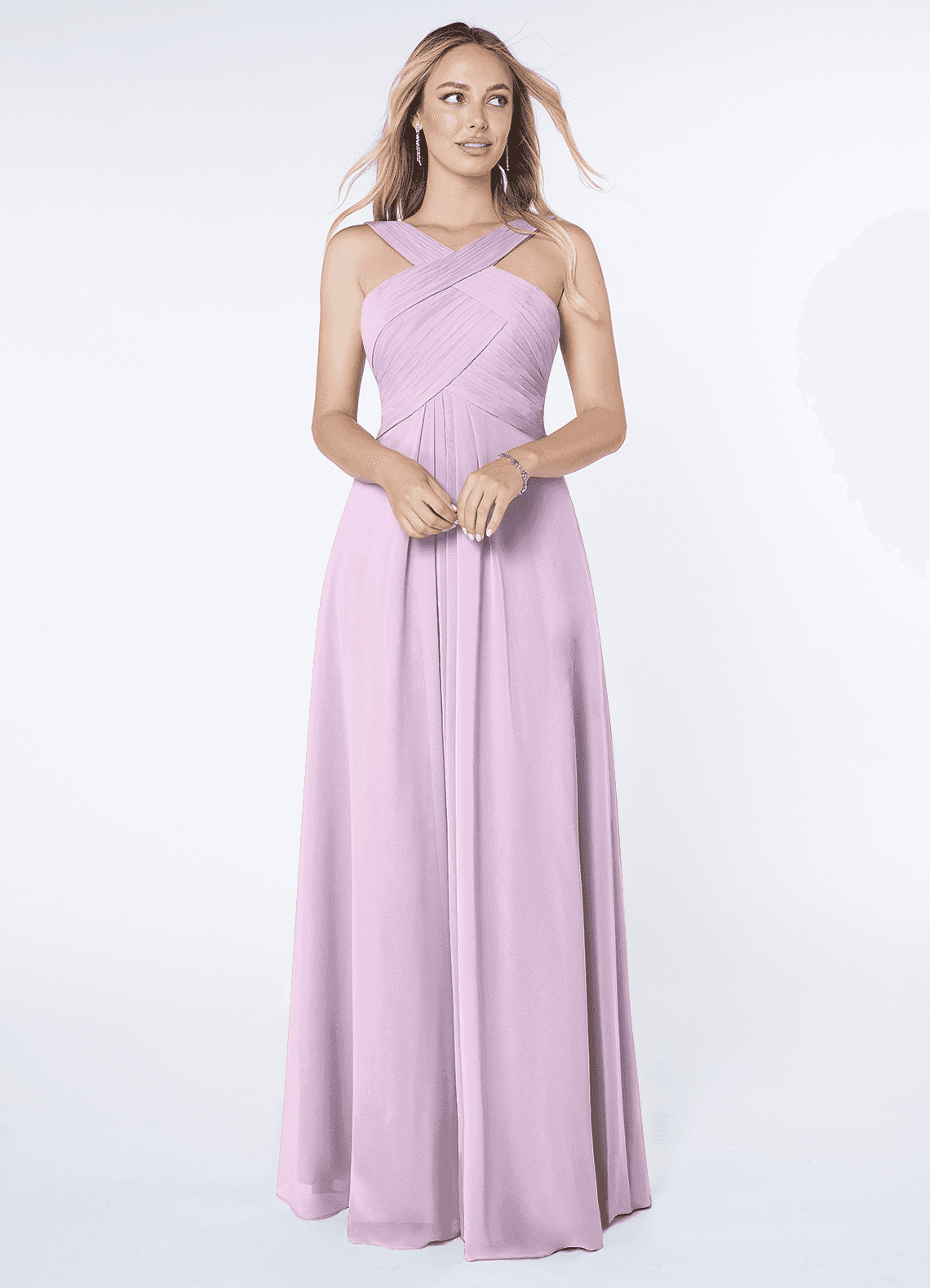 Kaleigh A-Line Halter Chiffon Bridesmaid Dress in Frosted Lilac