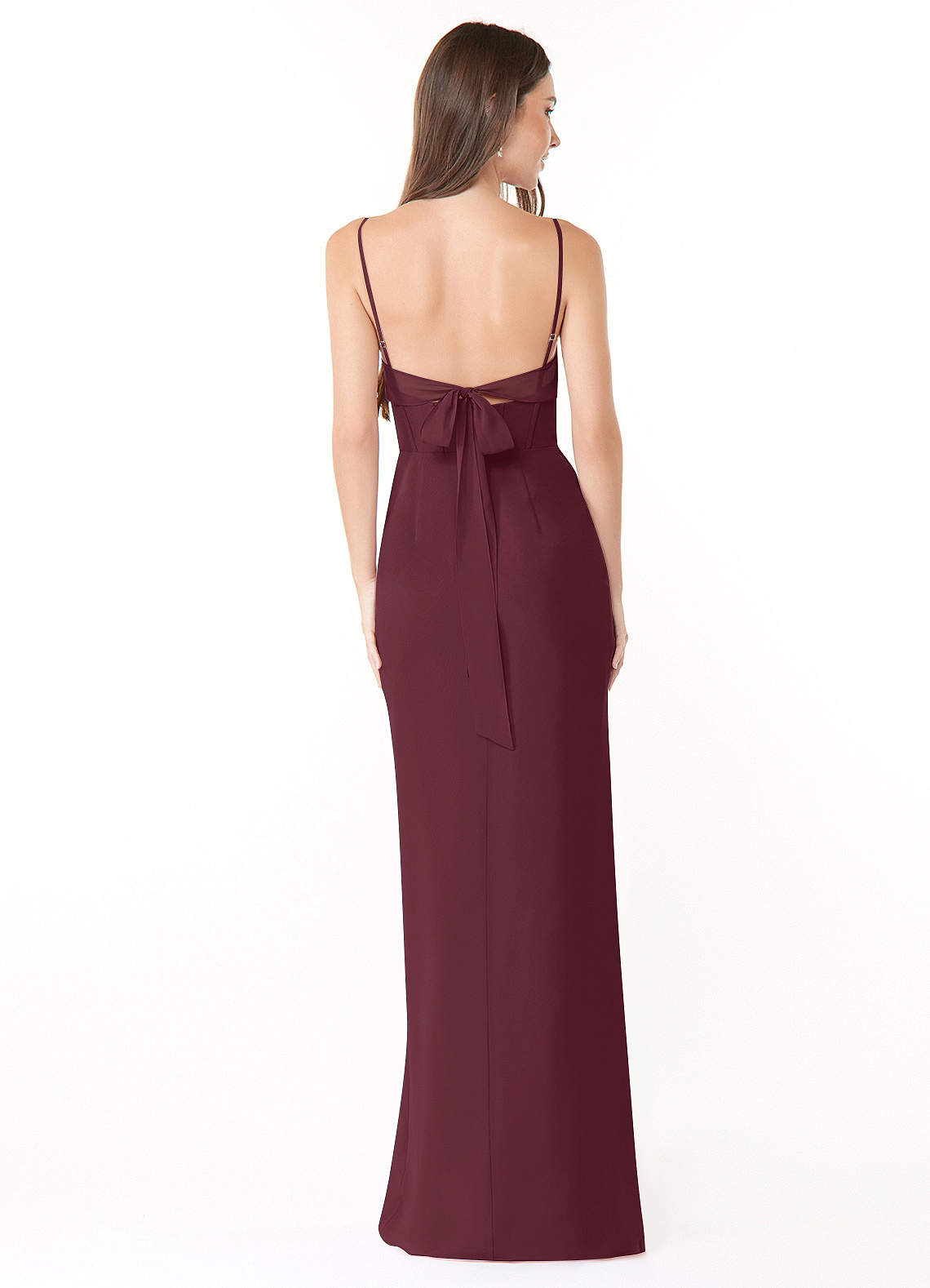 Mai Sheath Cowl-Neck Chiffon Bridesmaid Dress in Cabernet