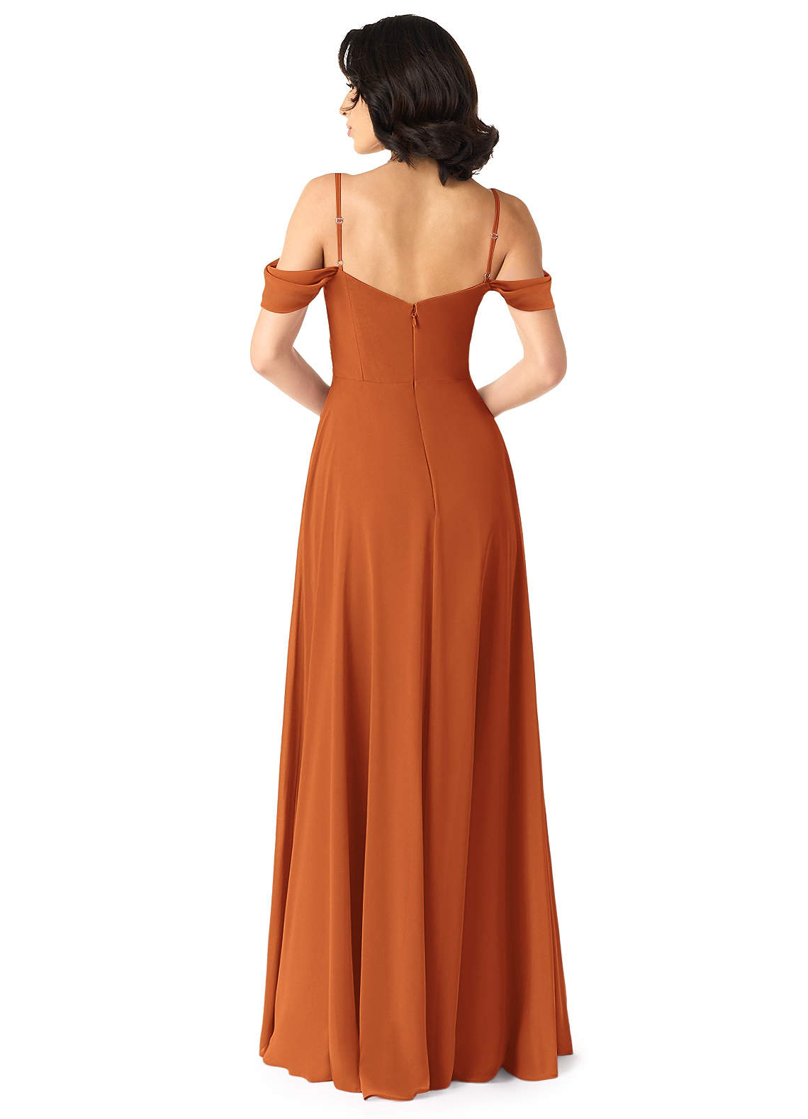 Tancie A-Line Off-the-Shoulder Chiffon Bridesmaid Dress in Cinnamon