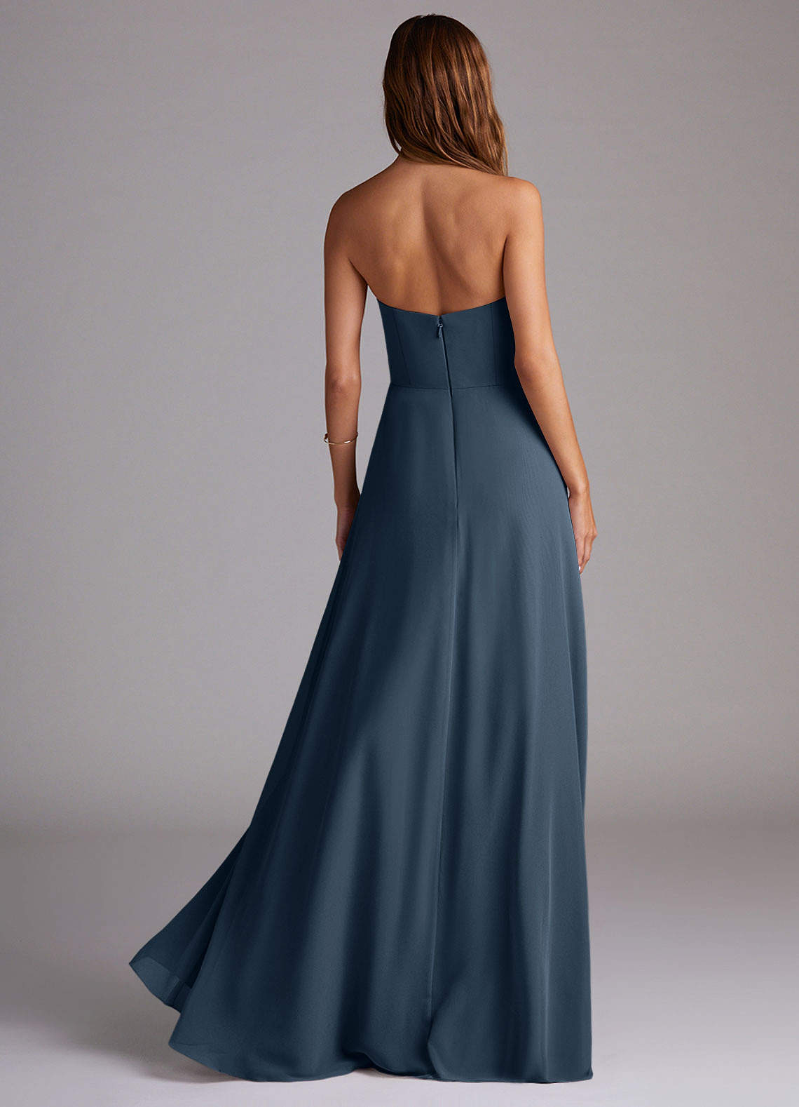 Wren A-Line Straight-Neck Chiffon Bridesmaid Dress in Neptune