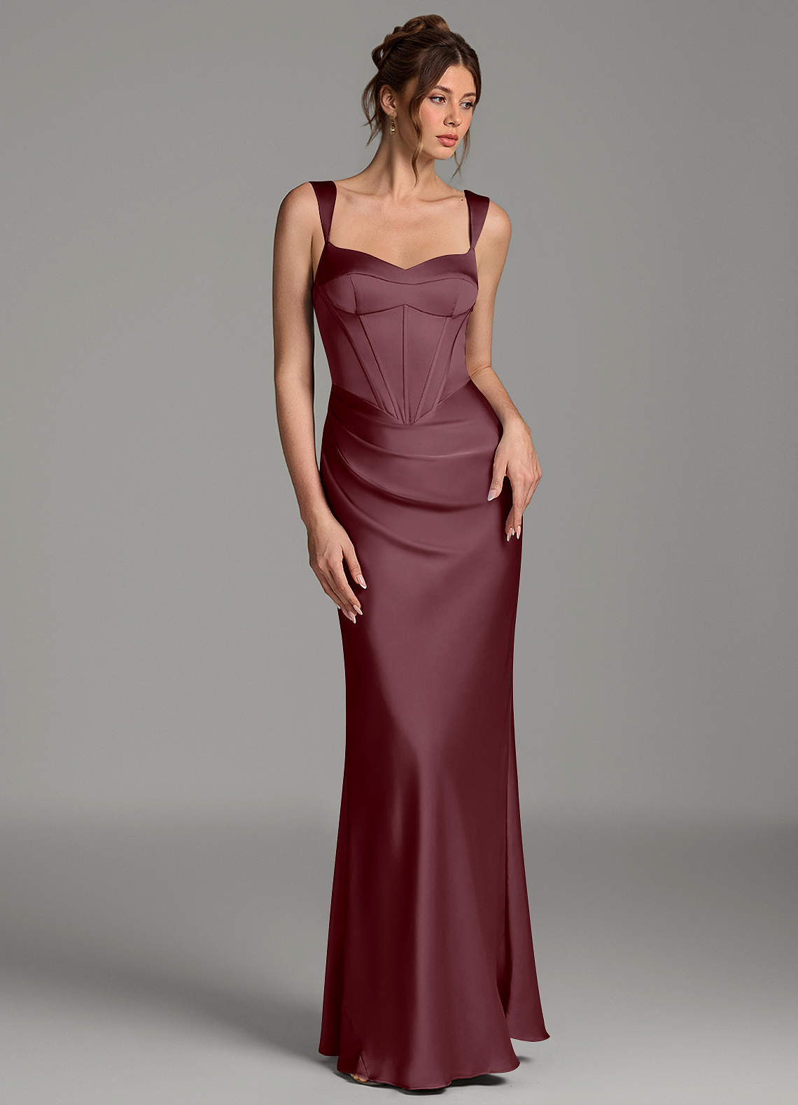 Mela Sheath Sweetheart Stretch Satin Bridesmaid Dress in Sangria