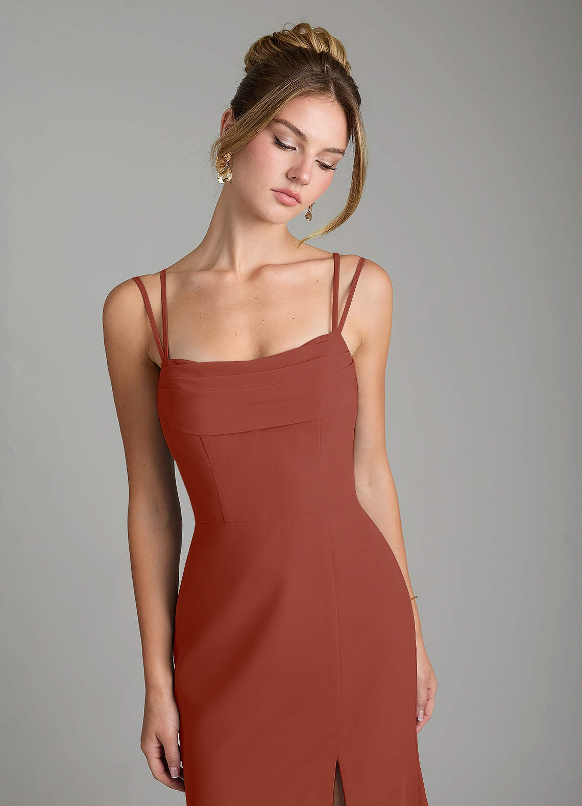 Egypt Sheath Sweetheart Chiffon Bridesmaid Dress in Auburn