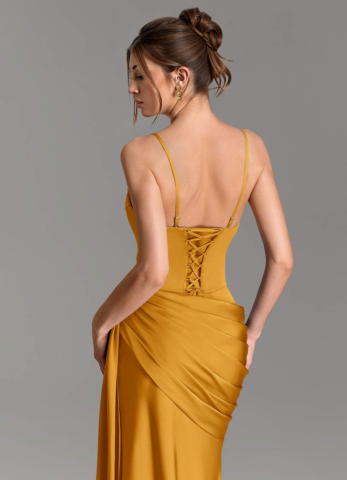 Zorah Mermaid Sweetheart Stretch Satin Bridesmaid Dress in butterscotch