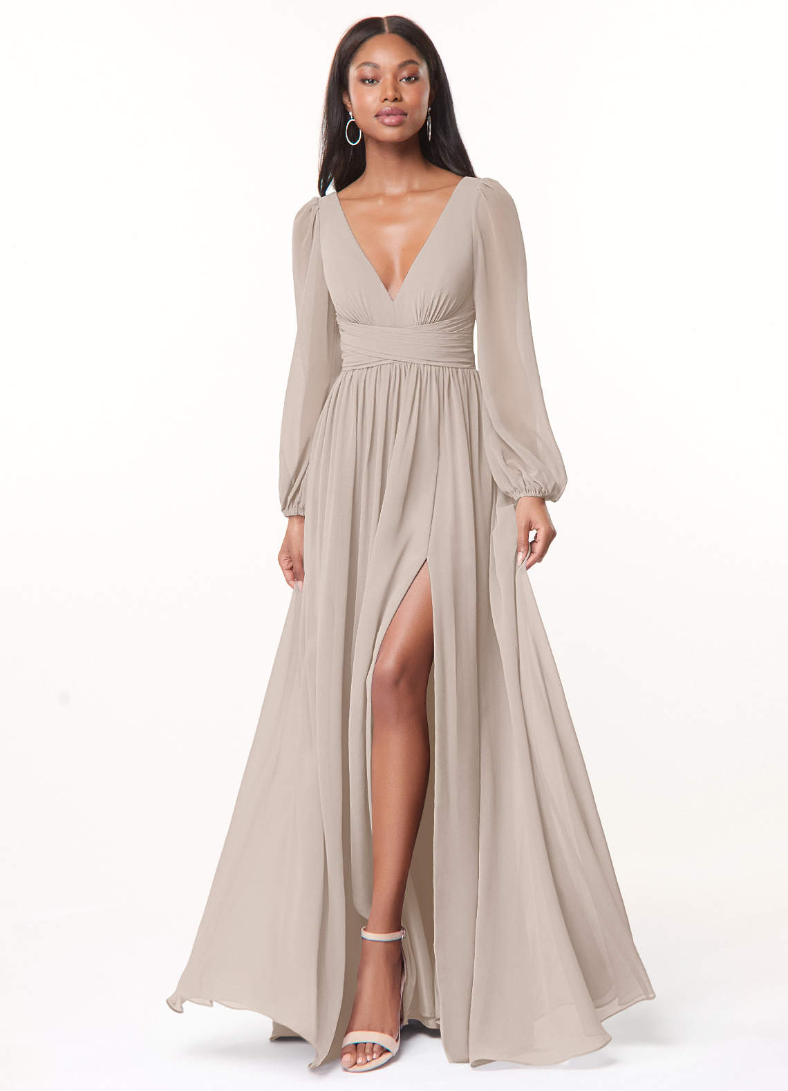Norah A-Line V-Neck Chiffon Bridesmaid Dress in Frost