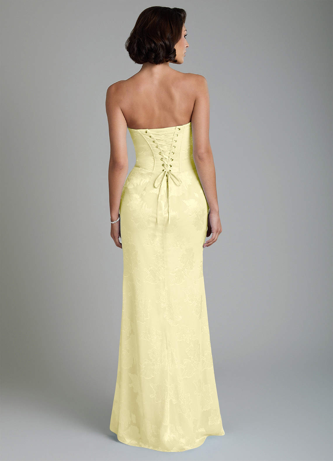 Ariah Mermaid Cowl-Neck Jacquard Bridesmaid Dress in Lemon Sorbet