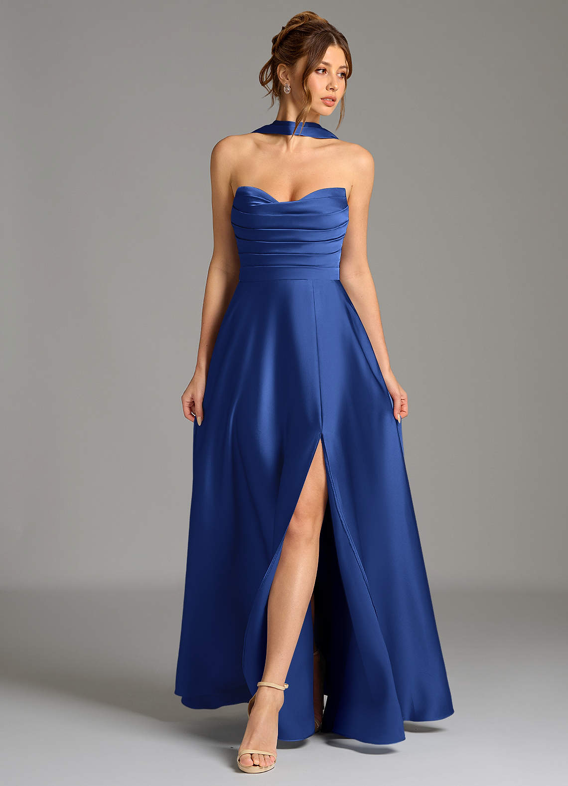 Ayla A-Line Sweetheart Stretch Satin Bridesmaid Dress in Royal Blue