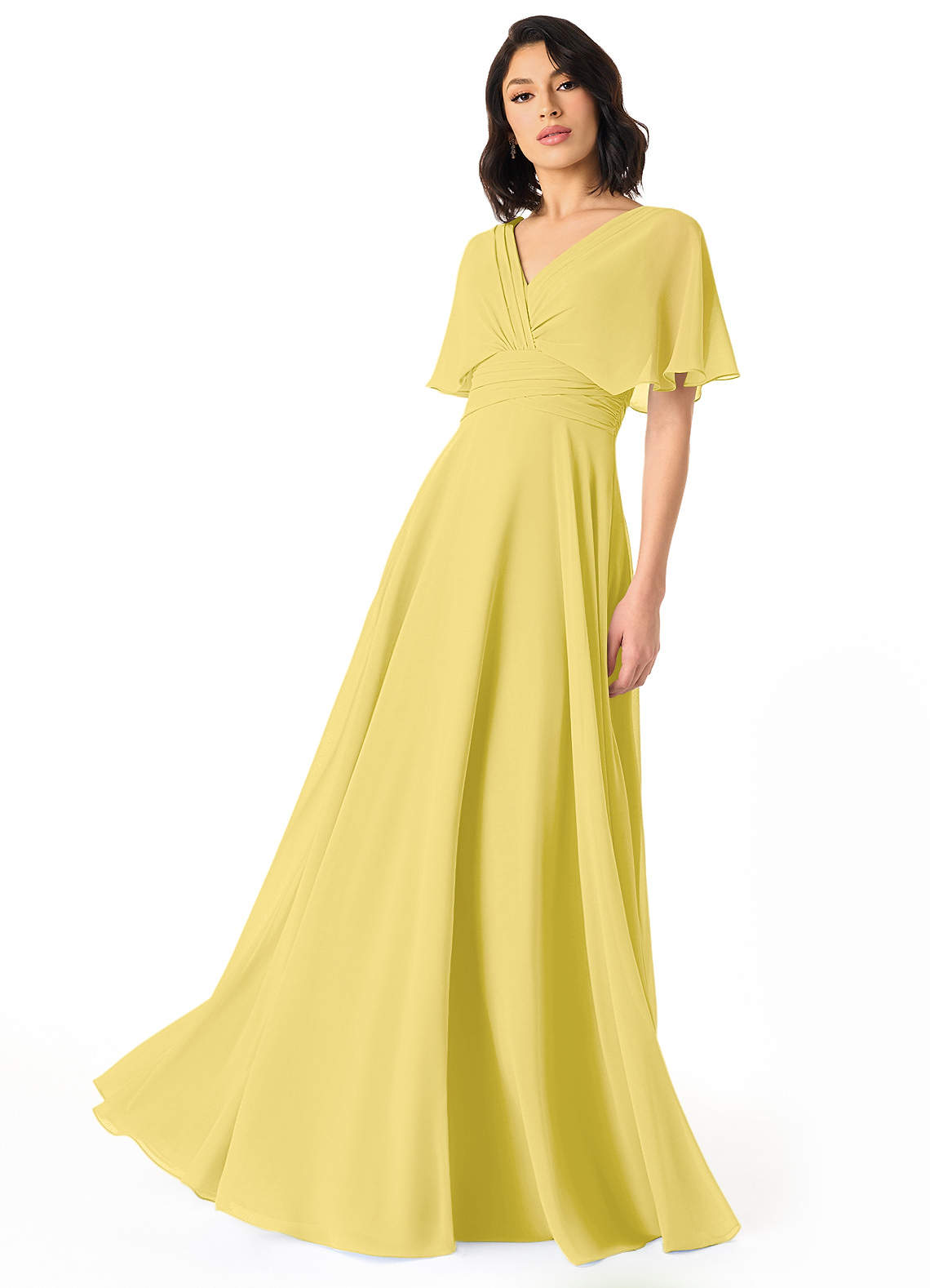 Pamela A-Line V-Neck Chiffon Bridesmaid Dress in Canary