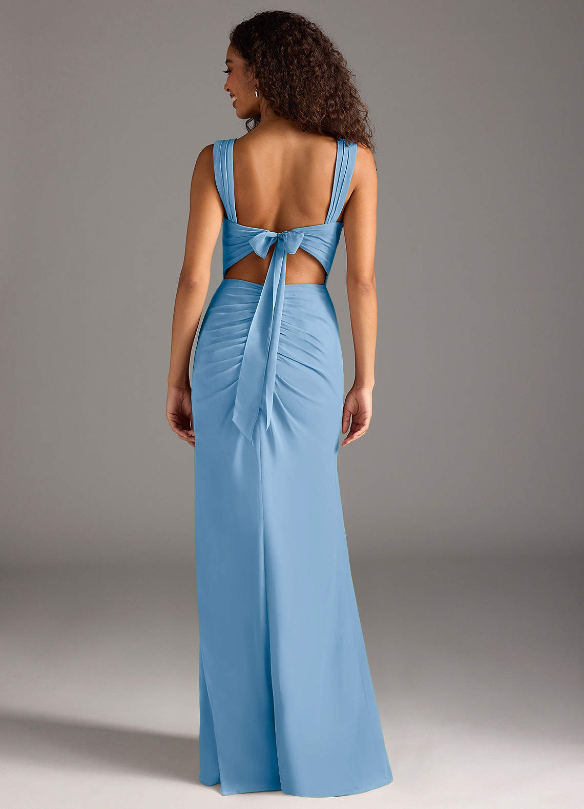 Jesaphine Sheath Square-Neck Chiffon Bridesmaid Dress in Powder Blue