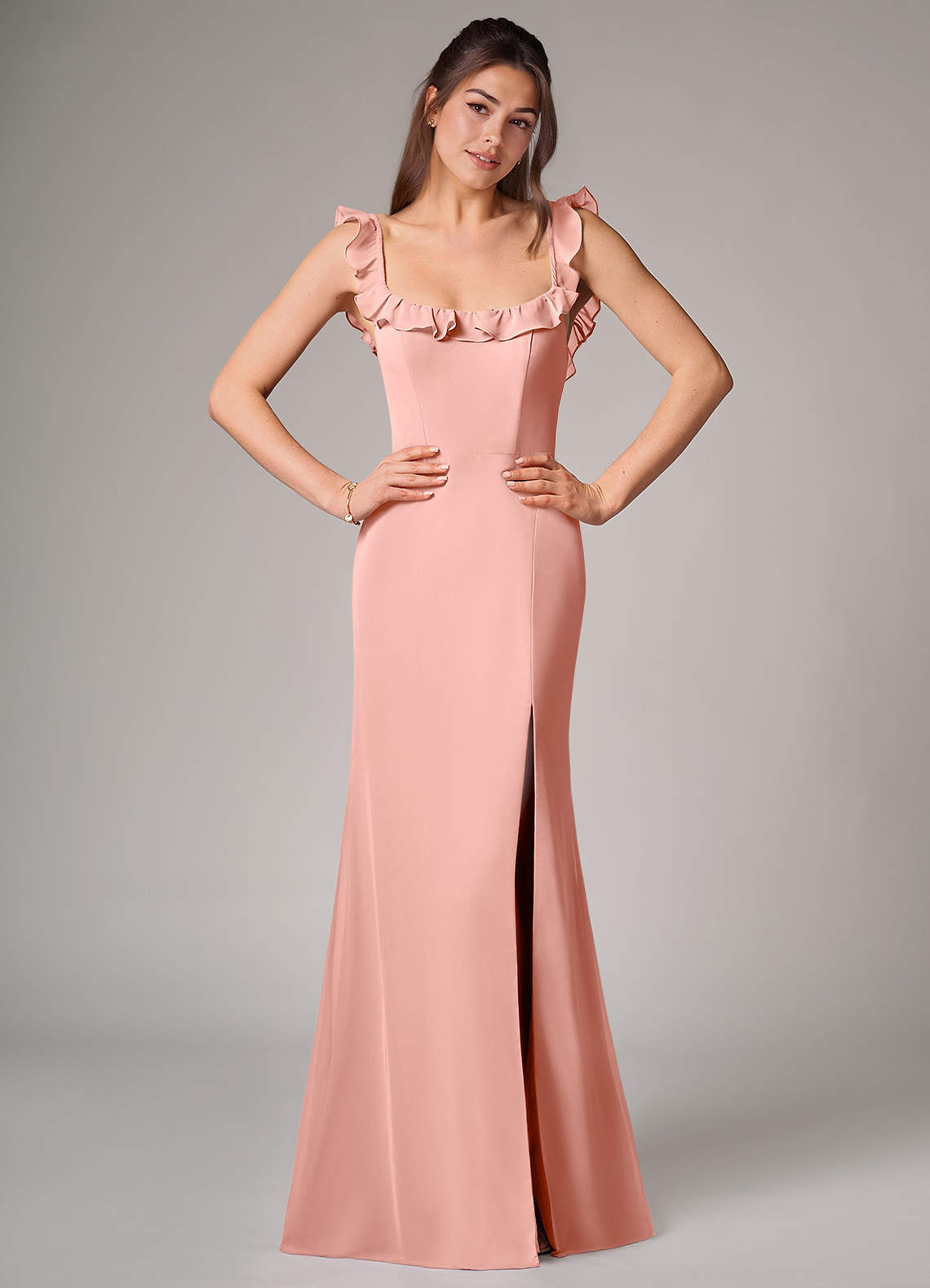 Callie Mermaid Scoop-Neck Chiffon Bridesmaid Dress in Rosette