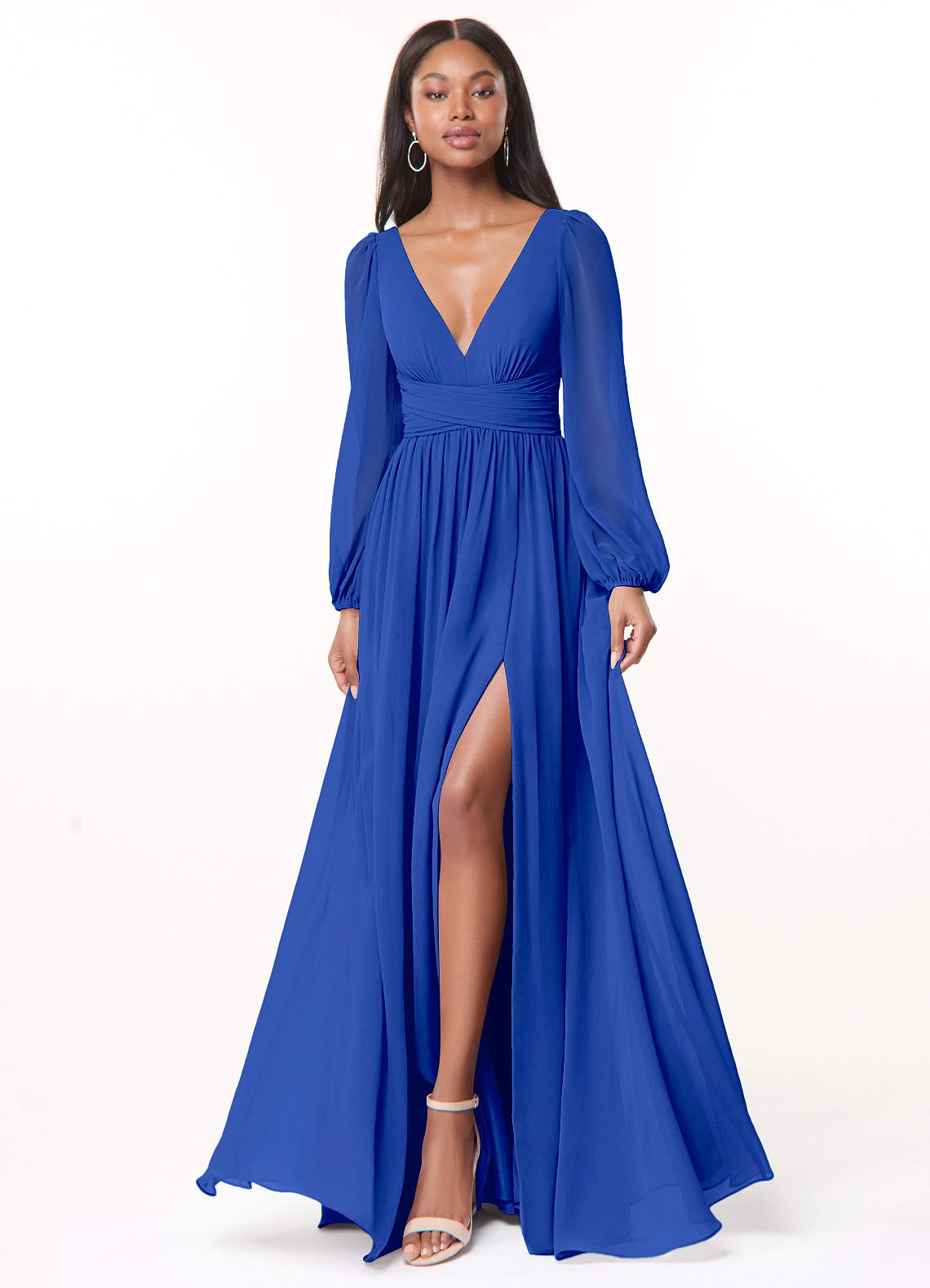 Norah A-Line V-Neck Chiffon Bridesmaid Dress in Royal Blue