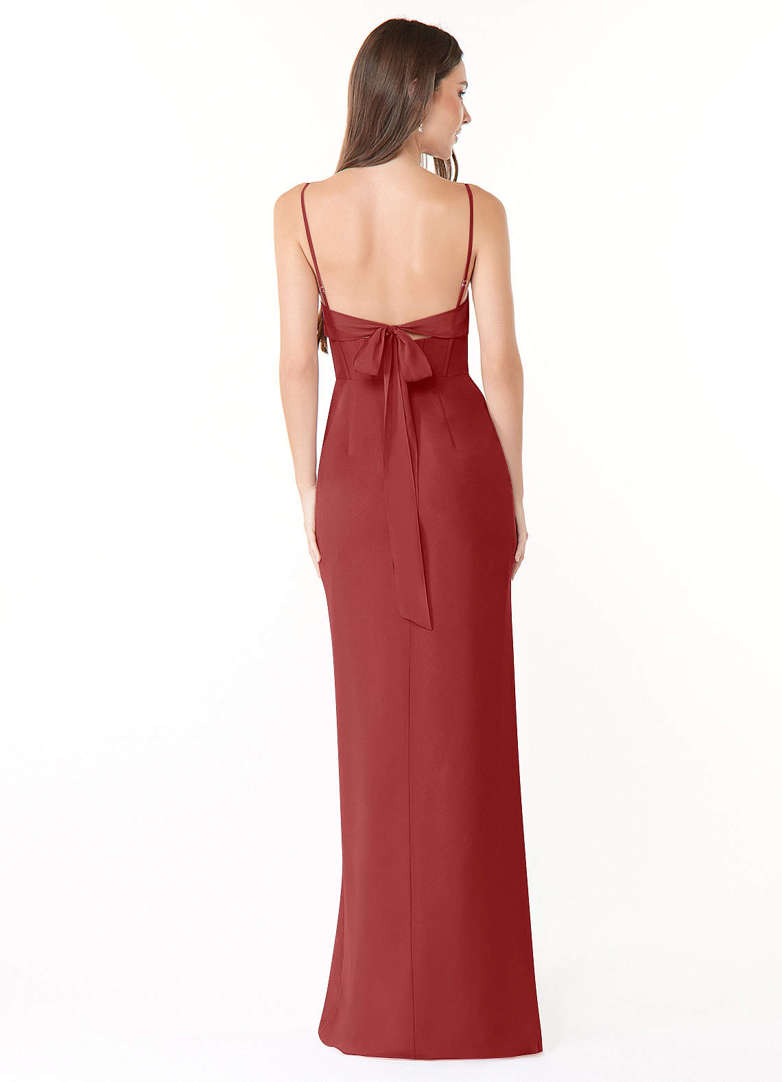 Mai Sheath Cowl-Neck Chiffon Bridesmaid Dress in Rust