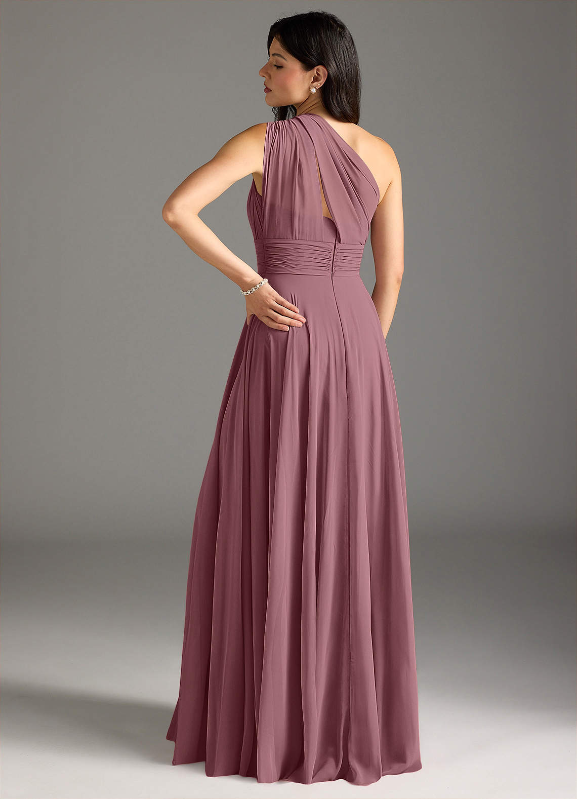 Charlize A-Line One-Shoulder Chiffon Bridesmaid Dress in Amethyst