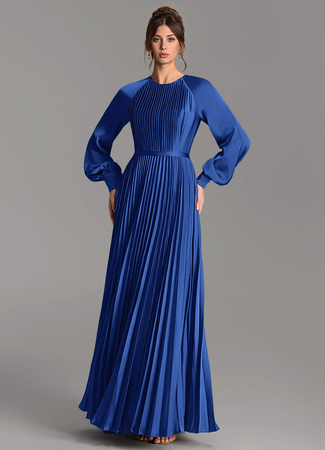 Grayson A-Line Scoop-Neck Stretch Satin Bridesmaid Dress in Royal Blue