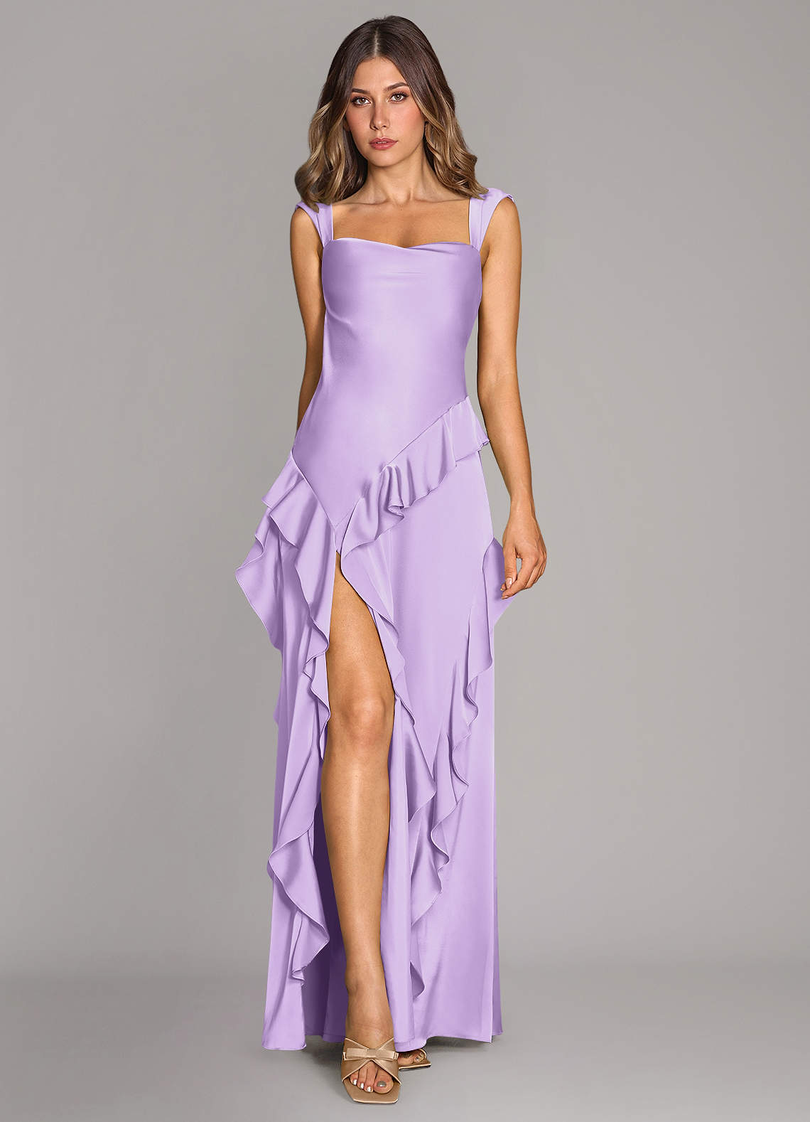Sloane A-Line Sweetheart Stretch Satin Bridesmaid Dress in Lilac