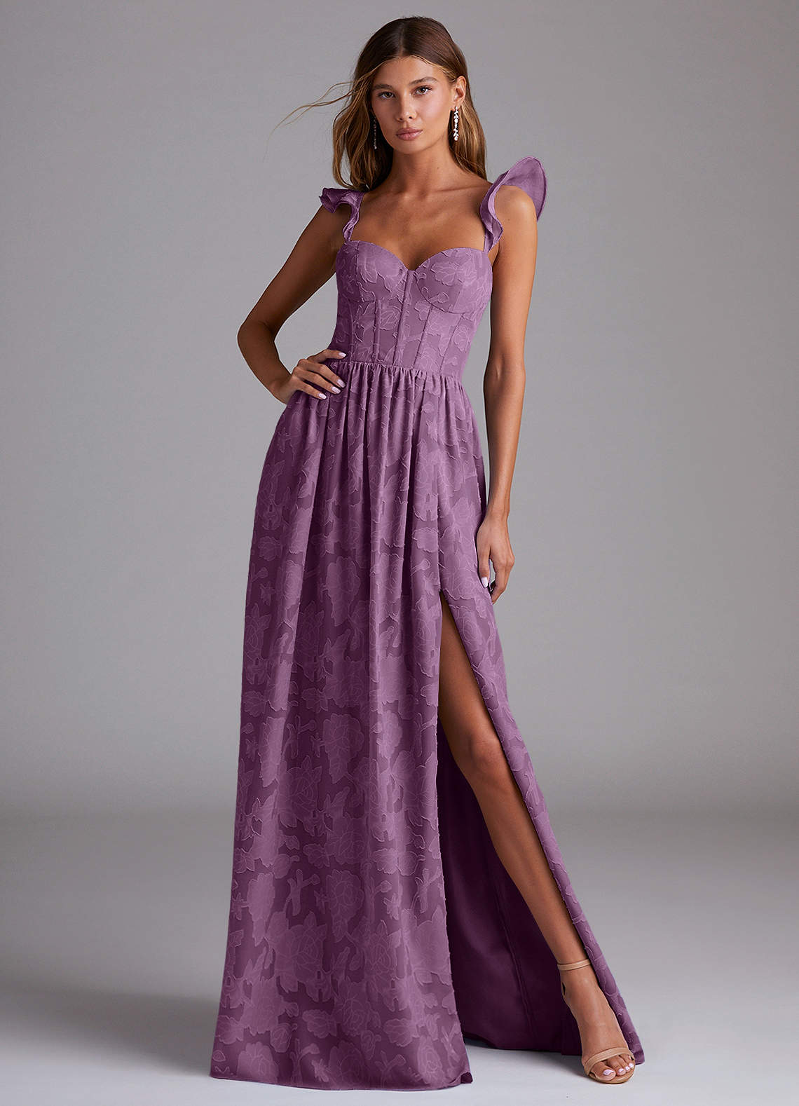 Denisse A-Line Sweetheart Floral Burnout Bridesmaid Dress in Wisteria