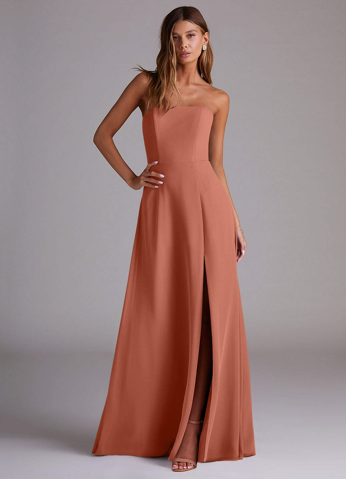 Wren A-Line Straight-Neck Chiffon Bridesmaid Dress in MAI TAI