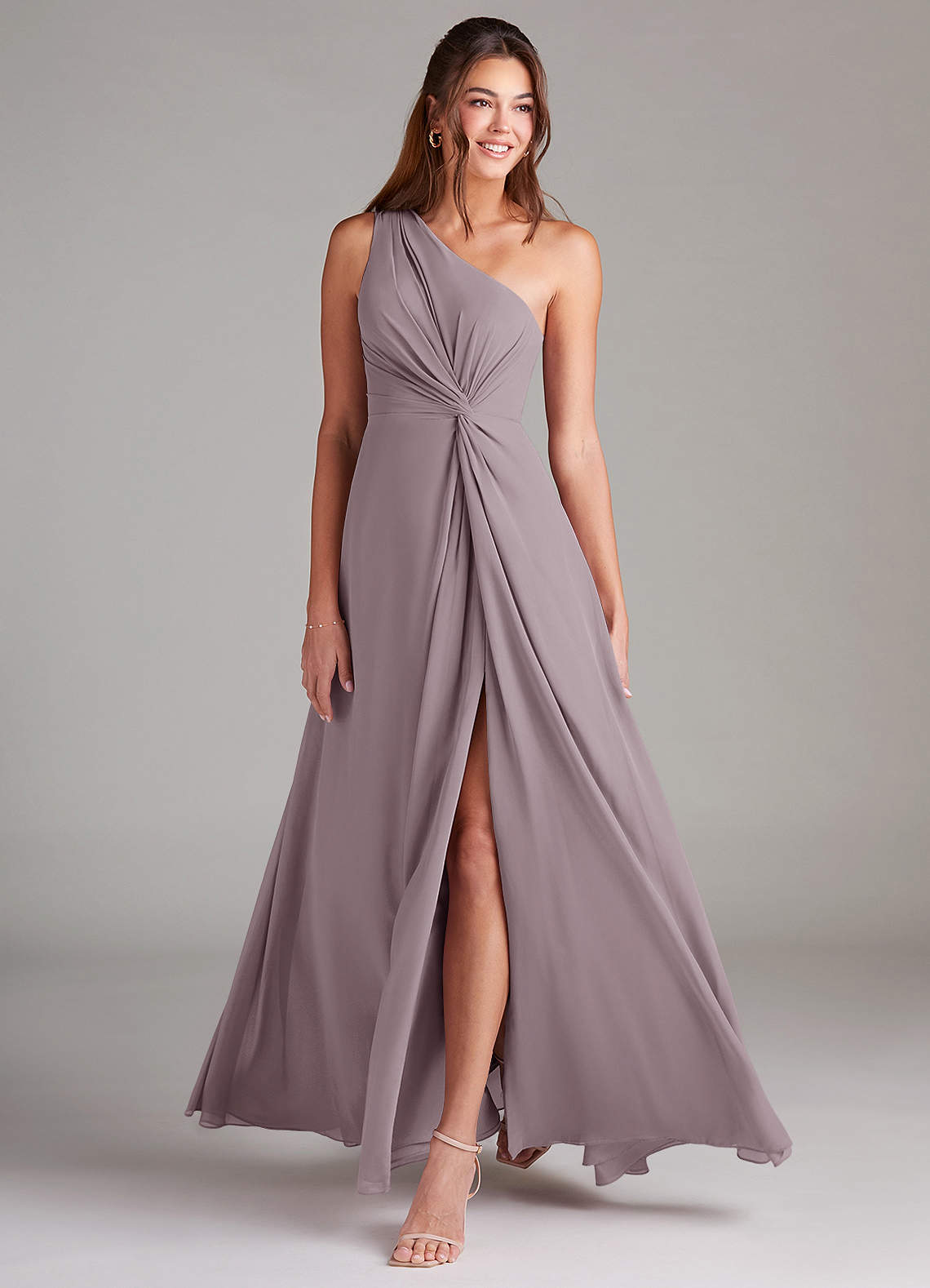 Brooke A-Line One-Shoulder Chiffon Bridesmaid Dress in Dusk