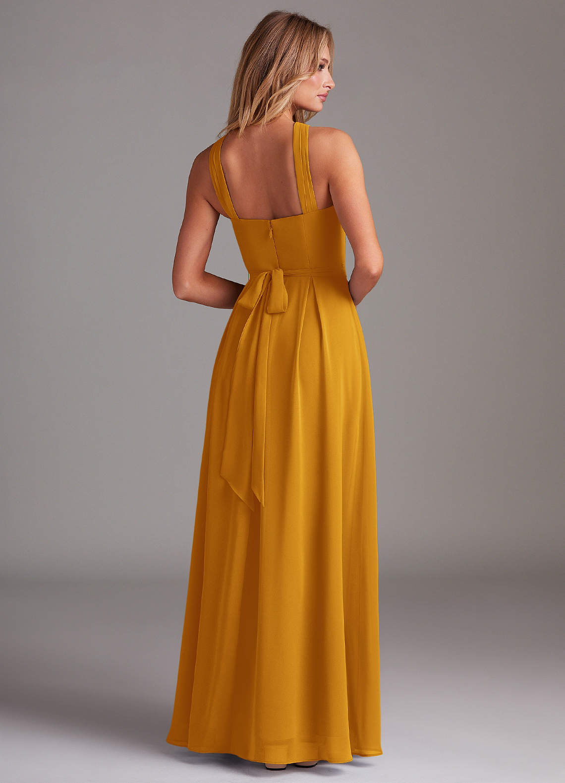 Dixie A-Line Halter Chiffon Bridesmaid Dress in butterscotch