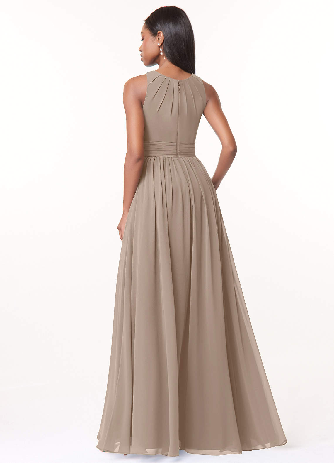Harper A-Line Scoop-Neck Chiffon Bridesmaid Dress in Taupe