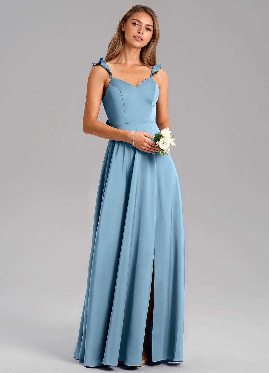 Everett A-Line V-Neck Chiffon Bridesmaid Dress in Steel Blue