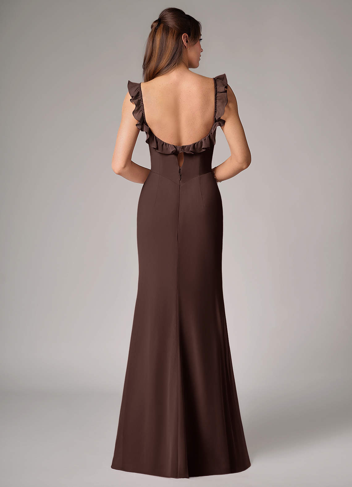 Callie Mermaid Scoop-Neck Chiffon Bridesmaid Dress in Ganache