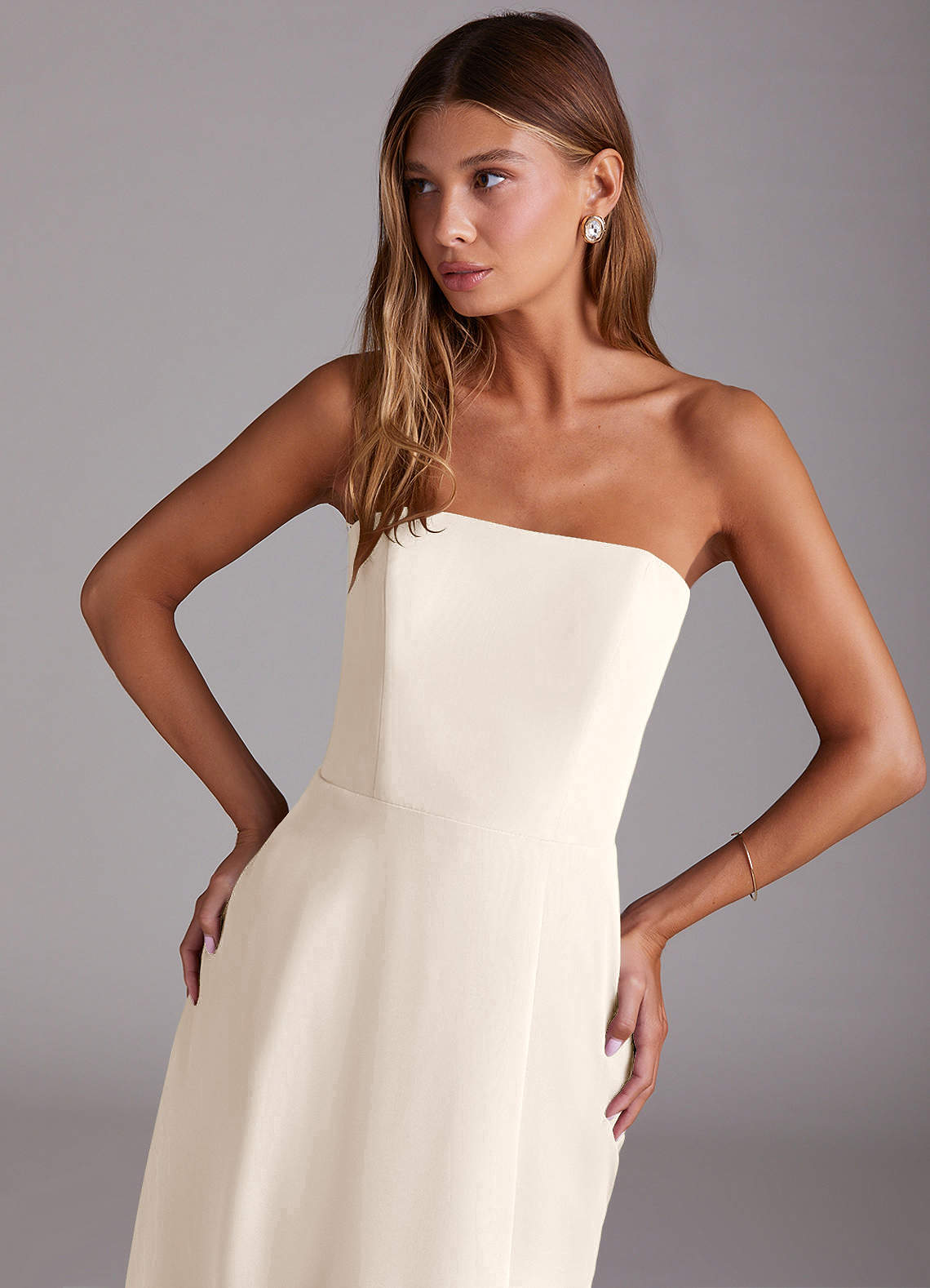 Wren A-Line Straight-Neck Chiffon Bridesmaid Dress in White Alabaster