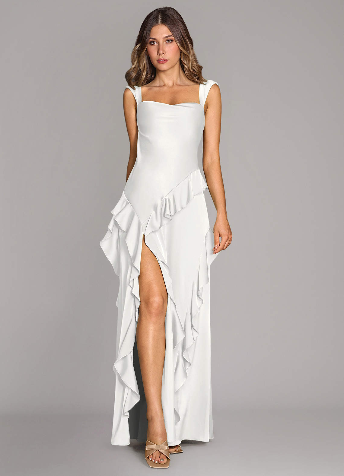 Sloane A-Line Sweetheart Stretch Satin Bridesmaid Dress in white
