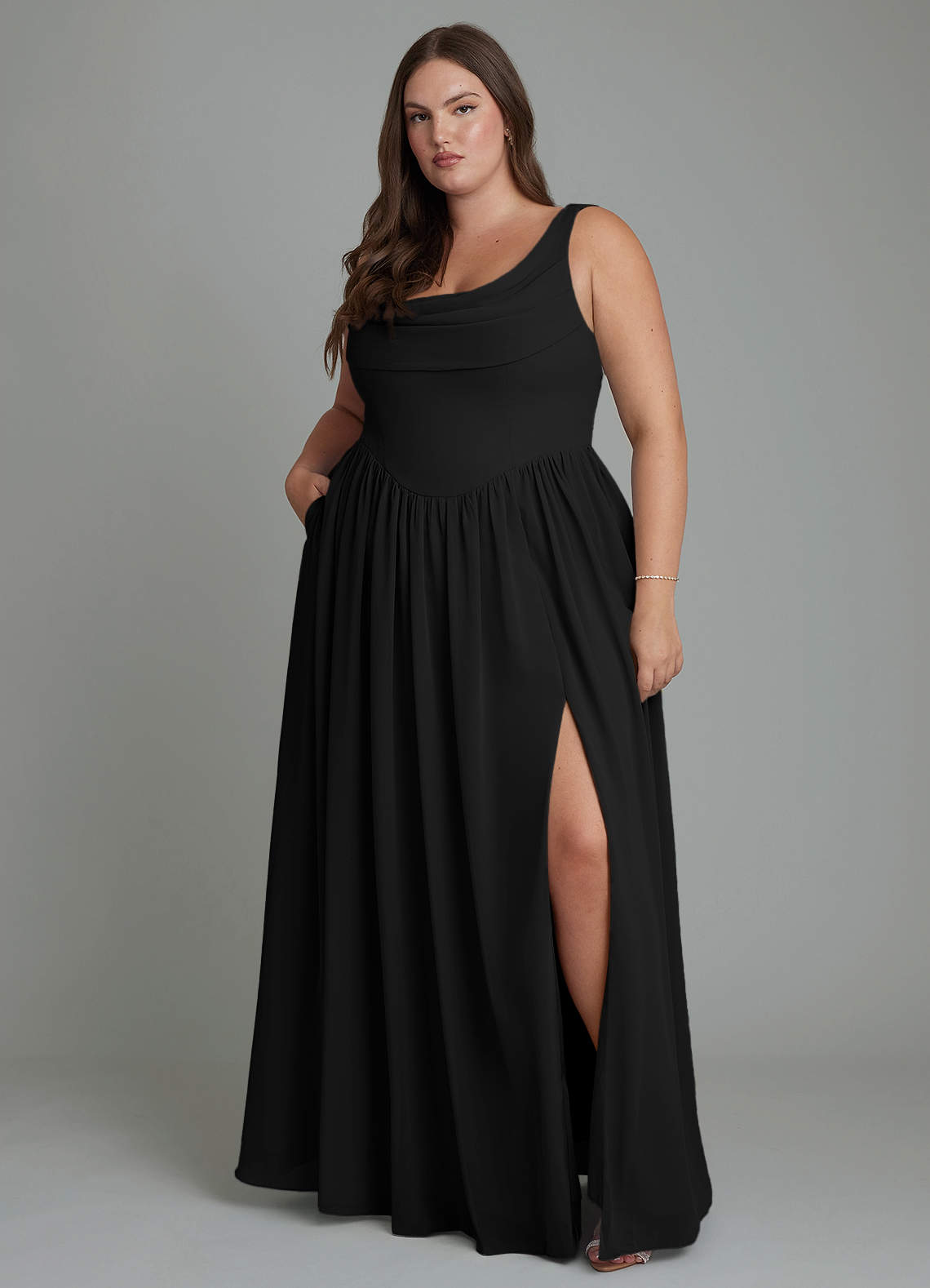 Novi A-Line Square-Neck Chiffon Bridesmaid Dress
