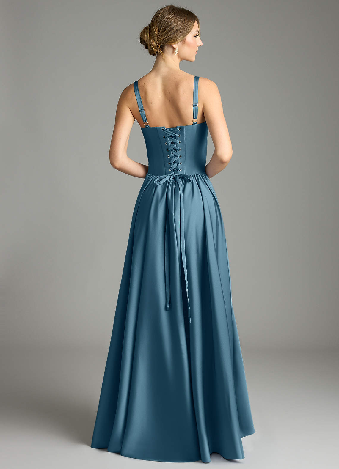 Evadina A-Line Sweetheart Stretch Satin Bridesmaid Dress in Bermuda