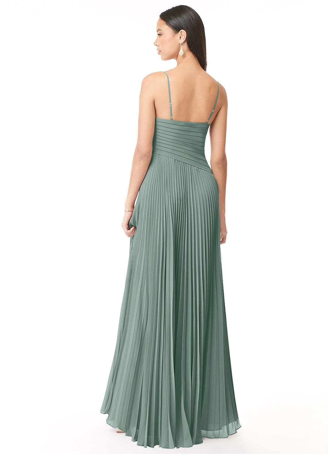 Vini A-Line V-Neck Chiffon Bridesmaid Dress in Silver Sage