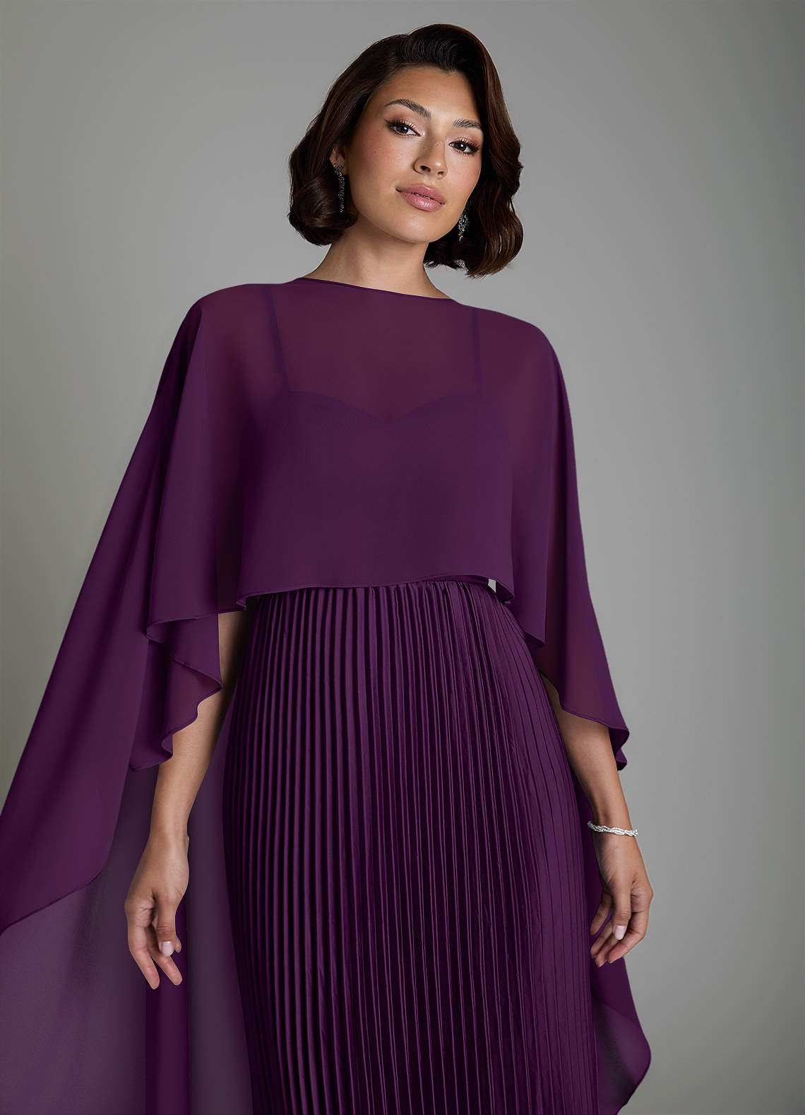 Micah A-Line Sweetheart Stretch Satin and Chiffon Bridesmaid Dress in Grape