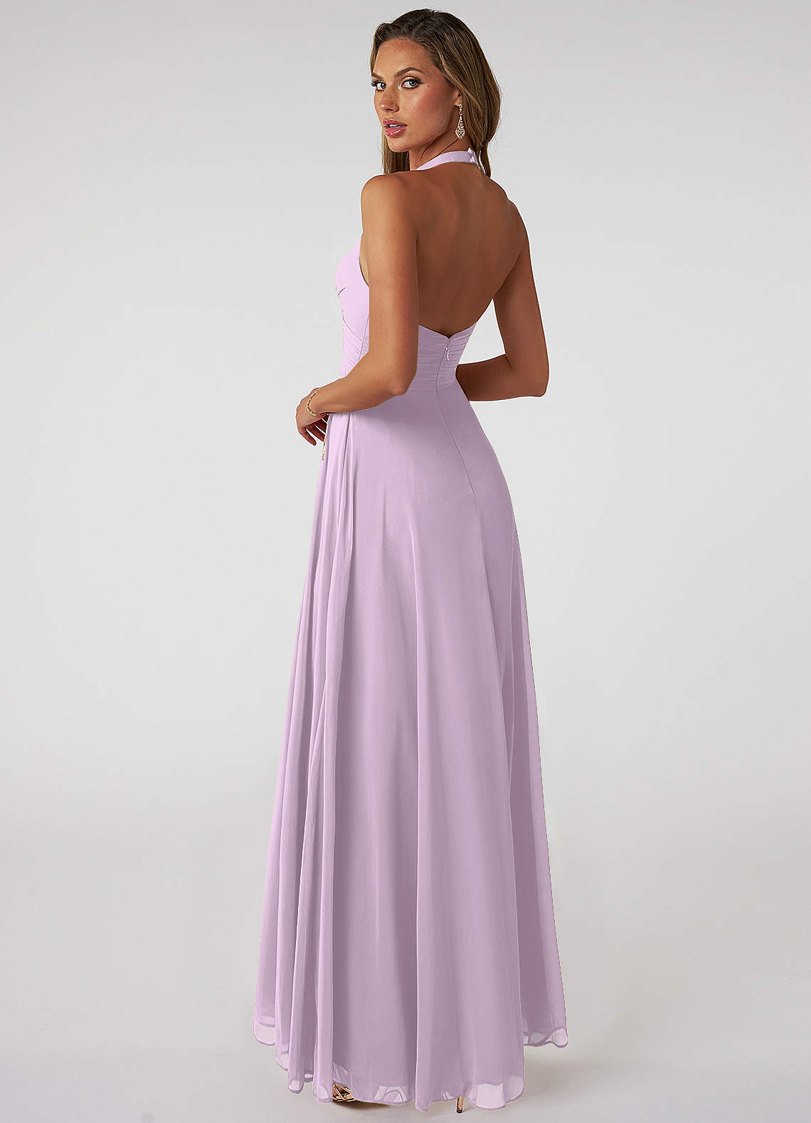 Tessie A-Line V-Neck Chiffon Bridesmaid Dress in Frosted Lilac
