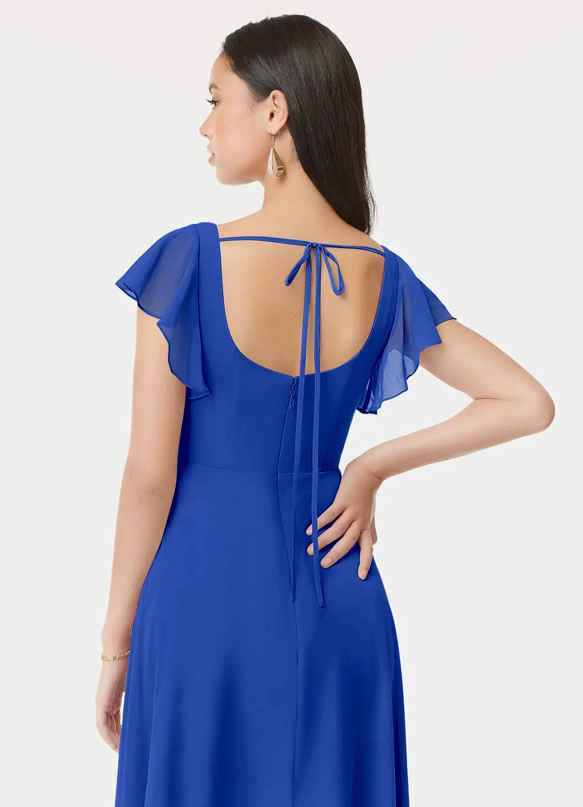 Bondi A-Line Square-Neck Chiffon Bridesmaid Dress in Royal Blue