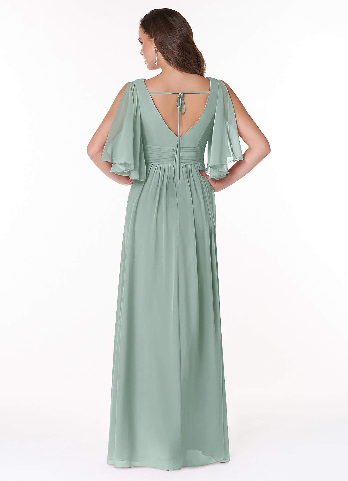 Temeka A-Line V-Neck Chiffon Bridesmaid Dress in Agave