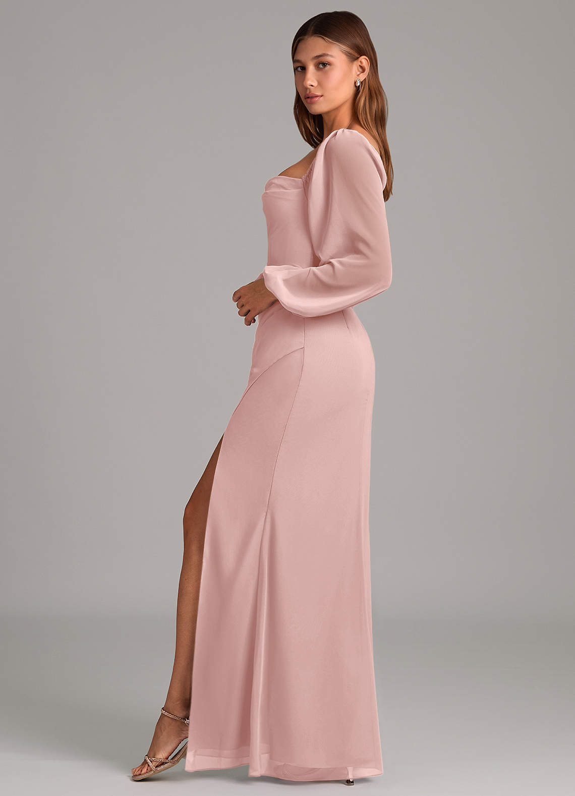 Brixley Mermaid Sweetheart Chiffon Bridesmaid Dress in Powder Pink