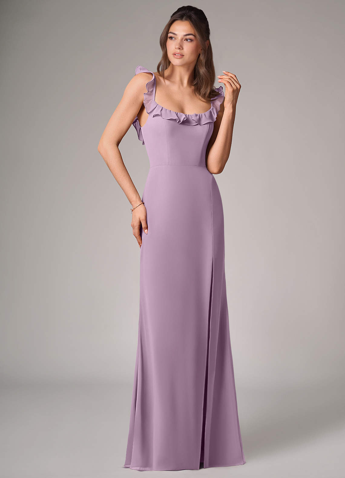 Callie Mermaid Scoop-Neck Chiffon Bridesmaid Dress in Wisteria