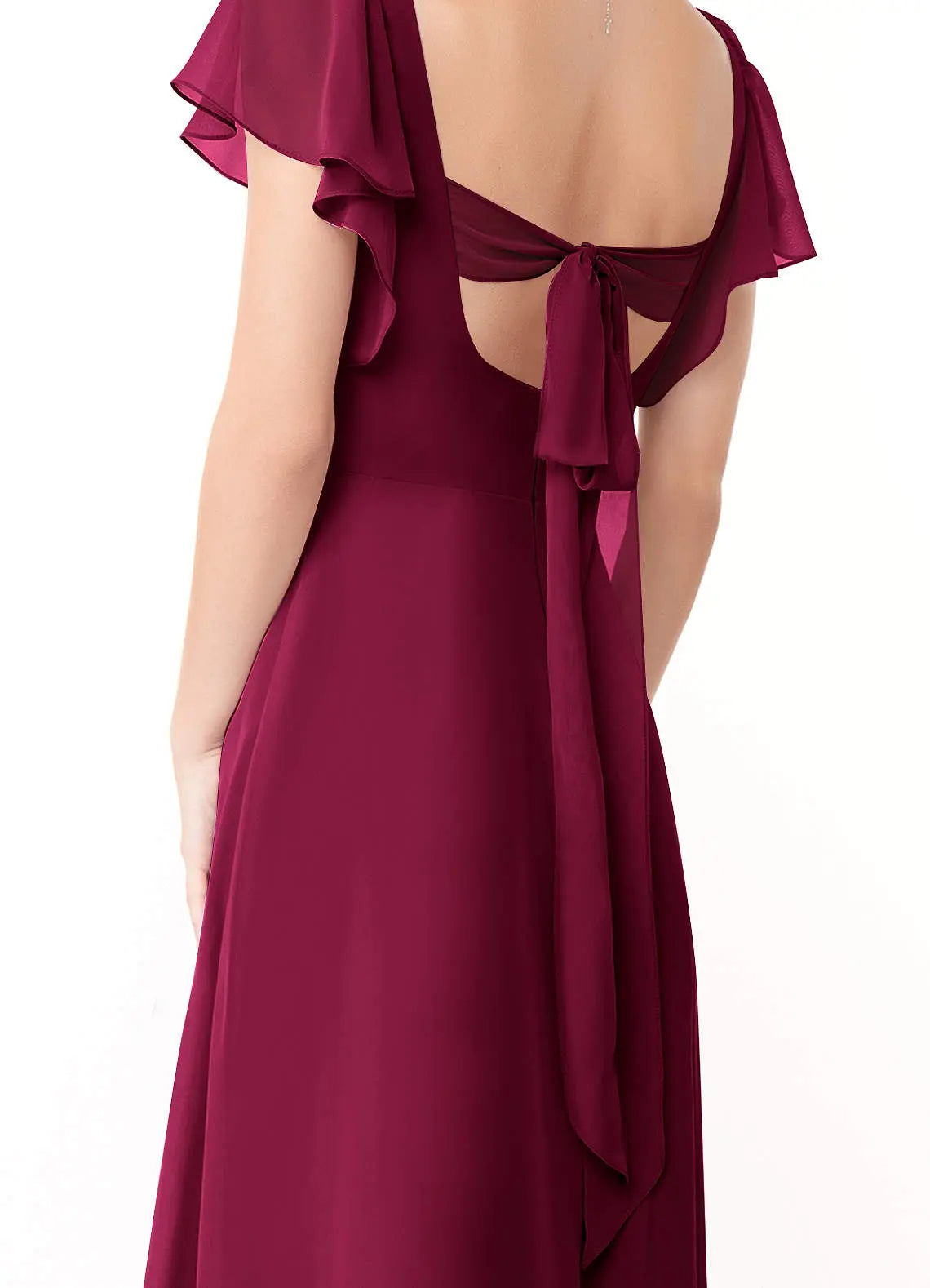 Syenna A-Line V-Neck Chiffon Bridesmaid Dress in Burgundy