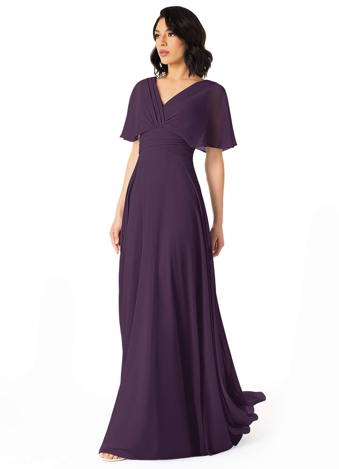 Pamela A-Line V-Neck Chiffon Bridesmaid Dress in Plum