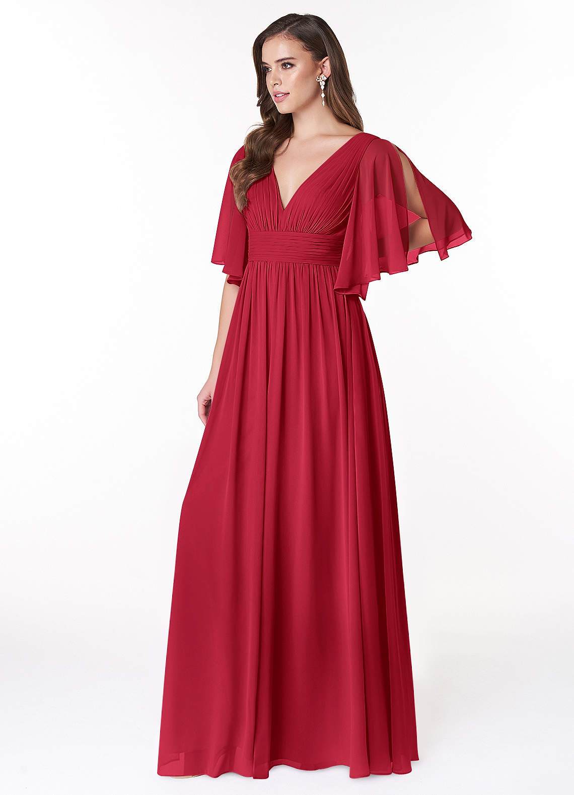 Temeka A-Line V-Neck Chiffon Bridesmaid Dress in Scarlet