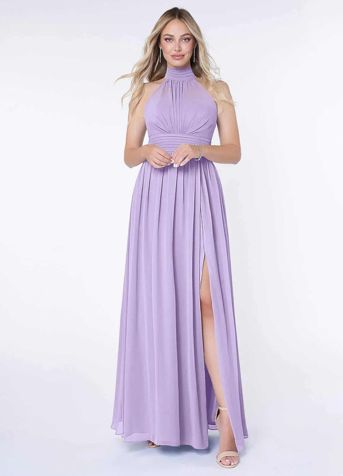 Iman A-Line Halter Chiffon Bridesmaid Dress in Lilac