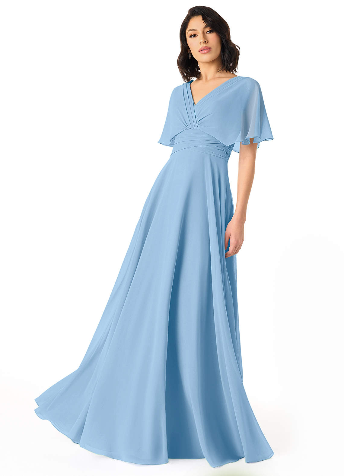 Pamela A-Line V-Neck Chiffon Bridesmaid Dress in Powder Blue