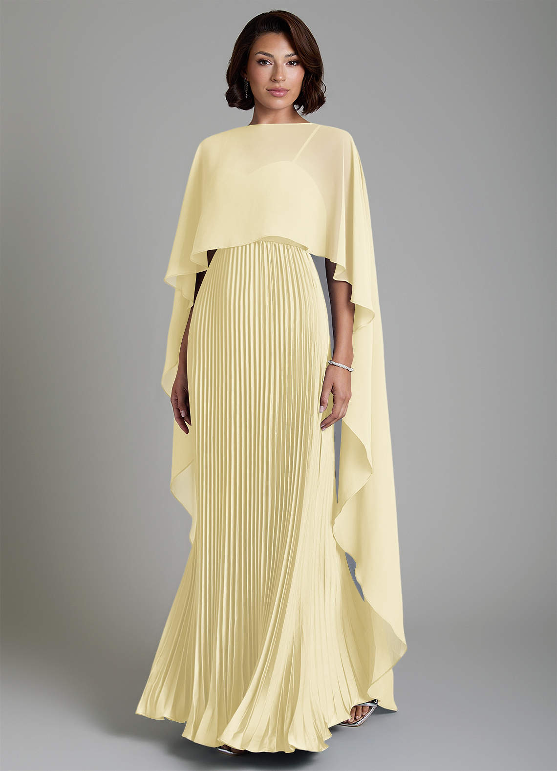 Micah A-Line Sweetheart Stretch Satin and Chiffon Bridesmaid Dress in Lemon Sorbet