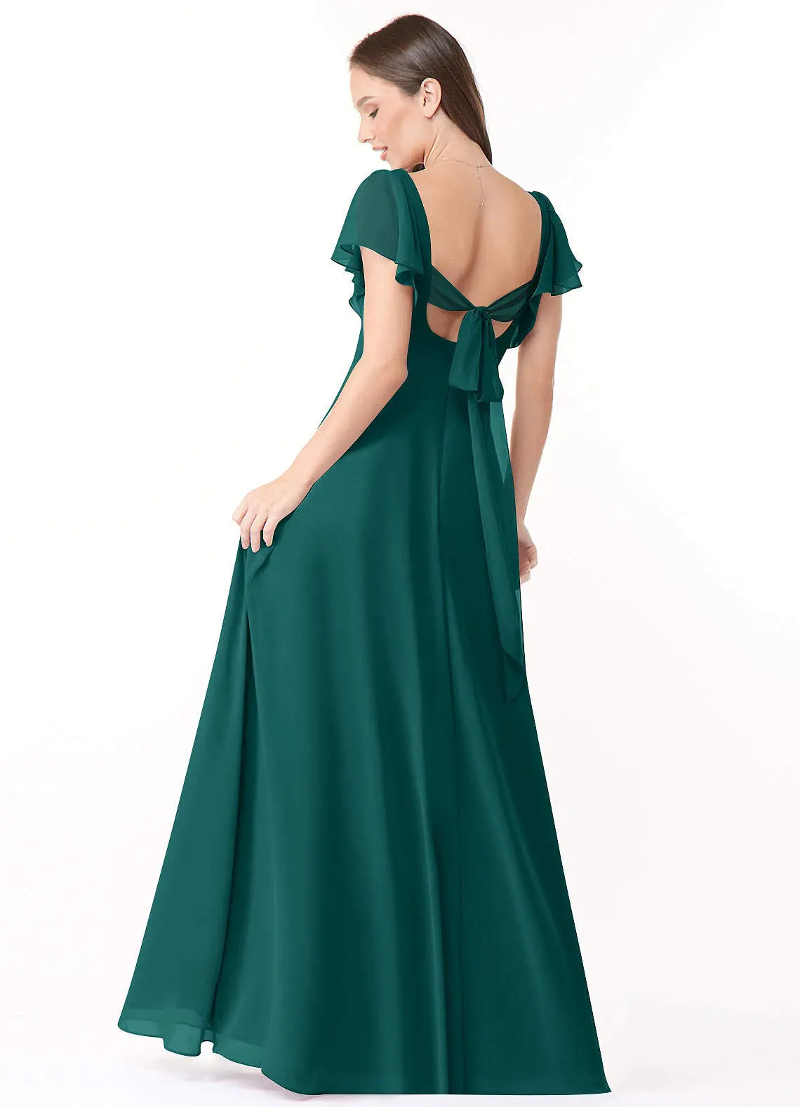 Syenna A-Line V-Neck Chiffon Bridesmaid Dress in Peacock