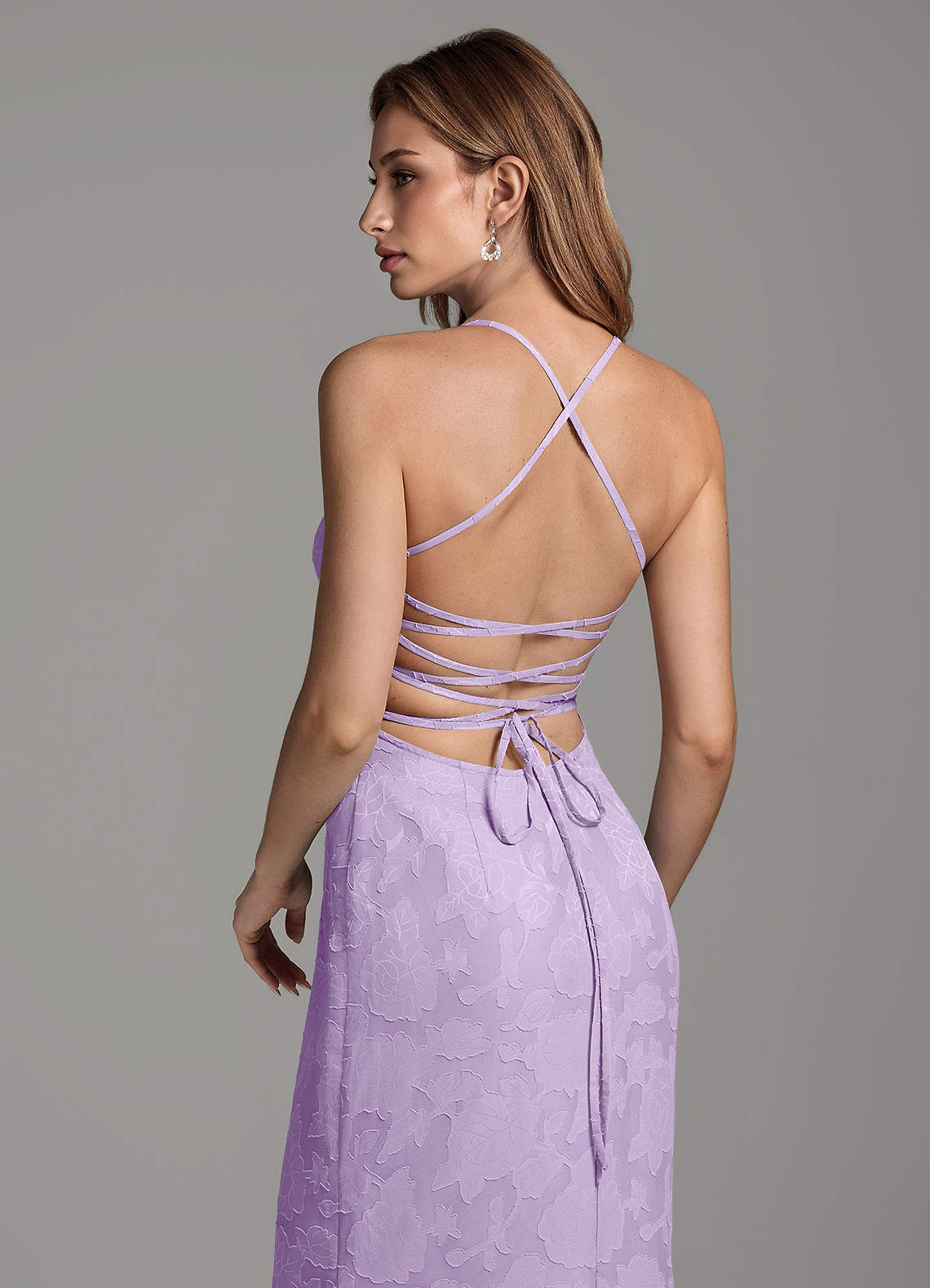 Dara Mermaid Sweetheart Floral Burnout Bridesmaid Dress in Lilac