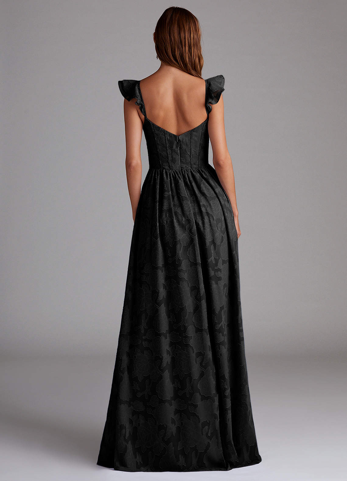 Denisse A-Line Sweetheart Floral Burnout Wedding Guest Dress in black