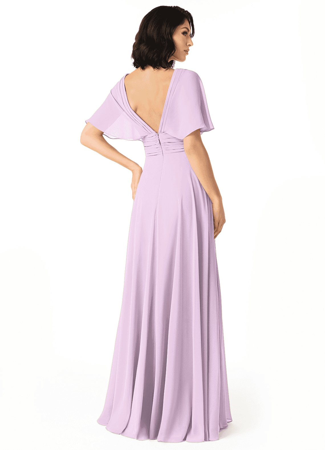 Pamela A-Line V-Neck Chiffon Bridesmaid Dress in Frosted Lilac
