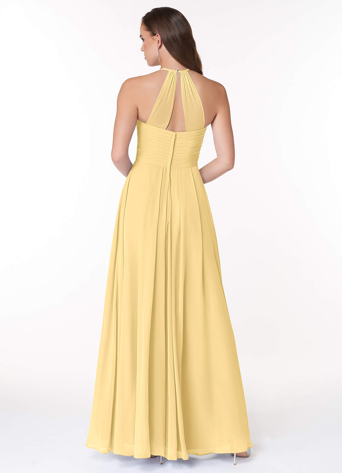 Ginger A-Line Halter Chiffon Bridesmaid Dress in Butter